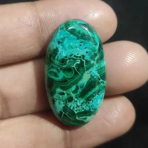 41.00 Cts Natural Azurite Malachite Gemstone Oval Wirewrap Cabochon 27X17X6.5 MM - Picture 1 of 6