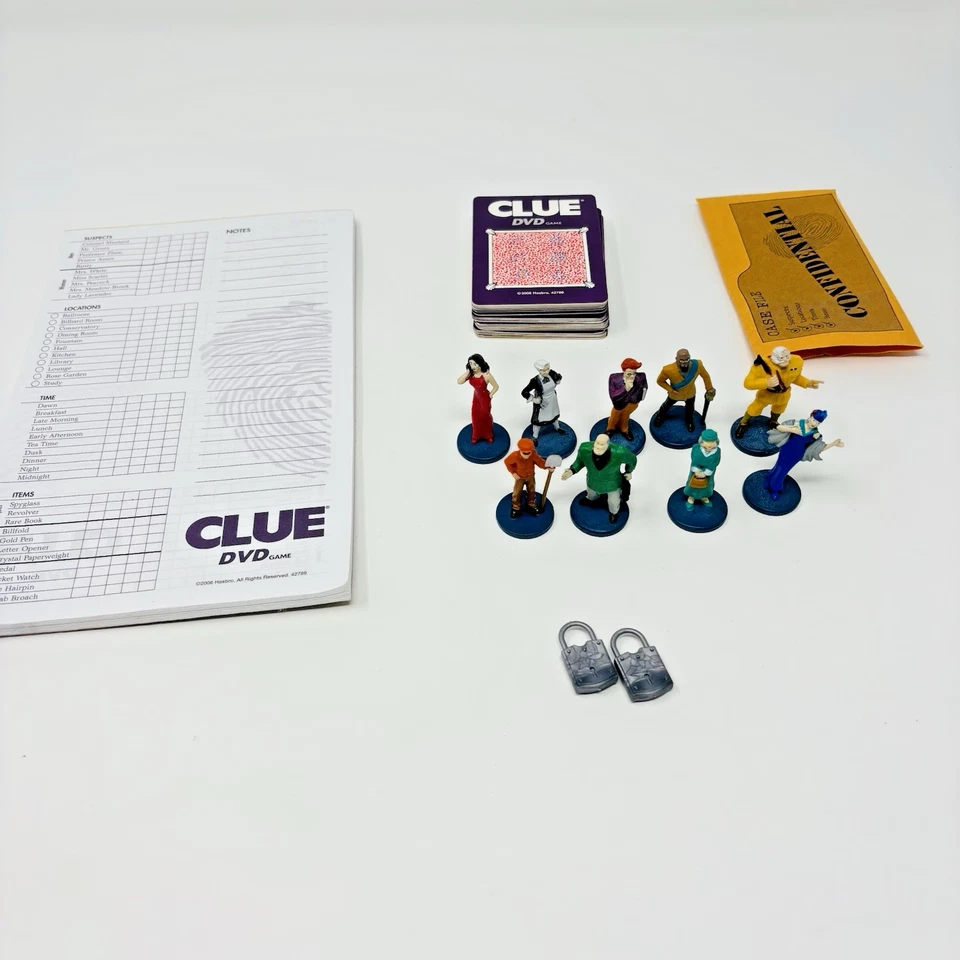 2006 Clue DVD Board Game Replacement Pieces Tokens Pawn Cards Pad - Image 1 of 4