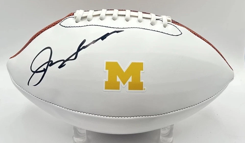 Jim Harbaugh Signed Michigan Wolverines Football White Panel Champs Auto JSA COA - Image 1 of 3