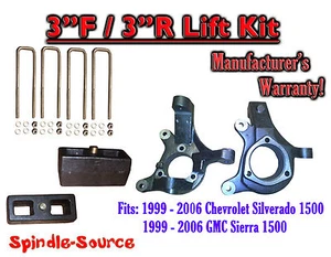1999 - 2007 Silverado Sierra 1500 3" LIFT Spindles AND 3" Rear Blocks 3"/3" KIT - Foto 1 di 1