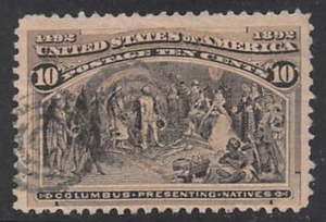 U.S. Scott #237 used w/ fancy target cancel 1893 10c Columbian - Picture 1 of 2