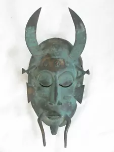 Antique Senufo Kpelie Bronze Tribal Mask Ivory Coast - Picture 1 of 6