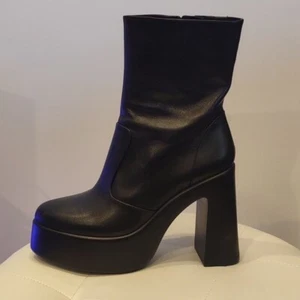 Gianni Bini GB Negro Plataforma Cuero Tacón Alto Botas Nuevo 9 1/2 Retro Sexy Mujeres - Imagen 1 de 8
