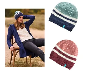 Tranquillo Bonnet Tricoté Laine Polaire Bleu Rouge Rose Rayures Getsreift W23M23 - Picture 1 of 4