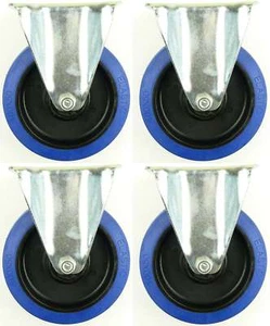 4 Stück SL 160 mm Gummirollen Blue Wheel Bockrollen Schwerlast Transportrollen - Bild 1 von 9