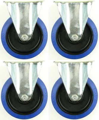 4 Stück SL 160 mm Gummirollen Blue Wheel Bockrollen Schwerlast Transportrollen - Bild 1 von 4