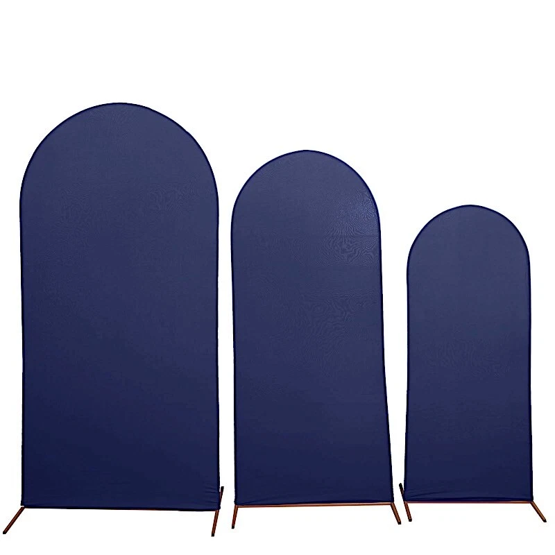 3 Matte Fitted Spandex Round Top Wedding Arch Backdrop Stand Covers Set Party - Image 1 of 2