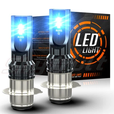 2 8000K Bright LED bulb for Yamaha Warrior 350 YFM350X 1987-2004 Hi/Low Beam Kit - Image 1 of 4