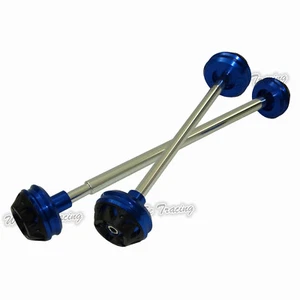 Front & Rear Wheel Axle Fork Slider Guard Blue For 2006-2010 SUZUKI GSXR 600 750 - Picture 1 of 11