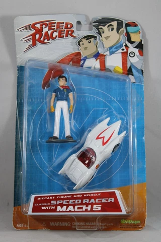 Mach 5 Speed Racer Die Cast Car & Figure NEW Factory Sealed Art Asylum Cover