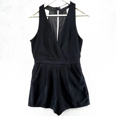 Pantalones Cortos She + Sky Mujer Azul Real S Sin Mangas Mameluco Negro Cuello en V Cerradura Espalda Foto 1 de 4