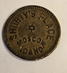 Vintage Shorty's Place Moscow, ID Brass Good For Token #1450 - Picture 1 of 2