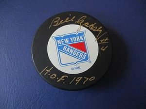 DISCO CON LOGOTIPO BILL GADSBY HOF 1970 AUTOGRAFIADO FIRMADO POR LOS GUARDABOSQUES DE NUEVA YORK * - Imagen 1 de 2