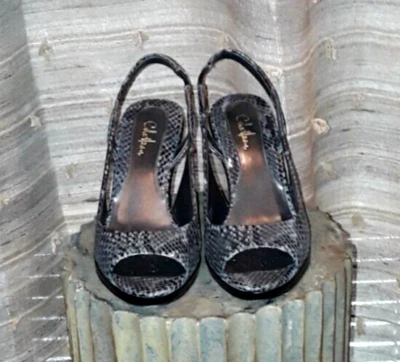 Cordones de cuña Cole Haan gris cocodrilo para mujer punta abierta-talla 6M Foto 1 de 4