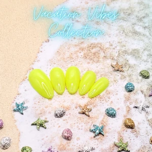 #433 Neon Green Press On Nails | Handmade | Hard Gel Glue On Nails - Picture 1 of 9