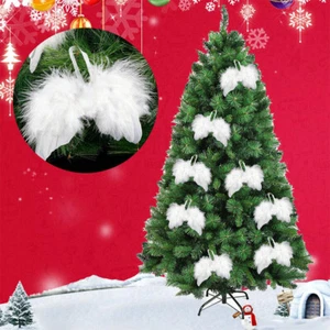 White Angel Wings Christmas Feather Baubles XMAS Tree Hanging Ornament Decor au - Picture 1 of 16