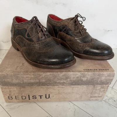 BED STU Mujer Lita Con Cordones Oxford Cobbler Series Negro Lux Talla 6.5 Foto 1 de 4