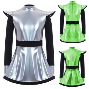 Kids Girls Dress Themed Parties Cosplay Long Sleeve Alien Costume Clubwear - Picture 1 of 35