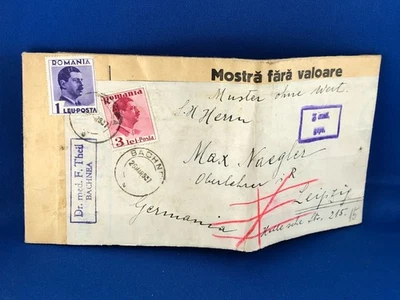 RUMANIA CUBIERTA ANTIGUA 1937 BACHNEA a ALEMANIA MOSTRA FARA VALOARE (A18/59) Foto 1 de 3