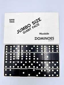 Vintage Super Thick Jumbo Size Giant Face Marblelike Dominoes Puremco 1632 - Picture 1 of 12