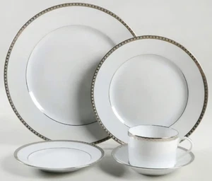 Platinum Band by Tiffany & Co China 5 Piece Setting Brand New, Never Used - Picture 1 of 13