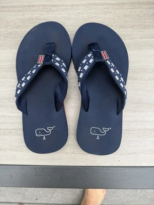 Vineyard Vines Boys American Flag Navy Blue Flip Flops - Image 1 of 4