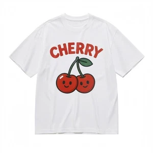Men's Fashion Comfy Slight Stretch Classic T-Shirt Happy Cherry Graphic Tee - Picture 1 of 6