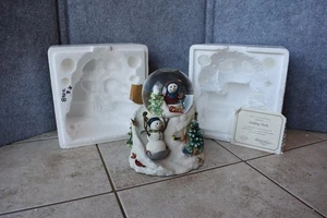 LENOX LYNN BYWATERS "SLEDDING PARTY" SNOW GLOBE FIGURINE SNOWMEN & BIRDS - Picture 1 of 11