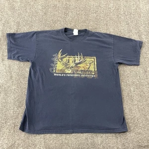 Vintage Cabelas Buck Deer Tshirt Blue Mens Size XL 3D Graphics Hunters Tee Shirt - Afbeelding 1 van 8