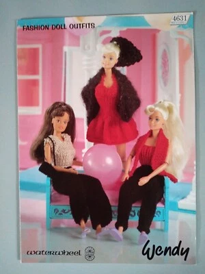 FASHION DOLL OUTFITS KNITTING PATTERN - 8ply, to fit 28cm doll - WENDY No. 4631 - Image 1 of 2