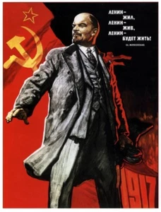 POSTER propaganda Russia Sovietica URSS a colori stampa sontuosa di Lenin LQQK & COMPRA - Foto 1 di 2