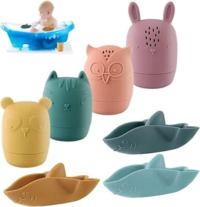 Baby Bath Toys for 1-3 Year Olds, Silicone Mold Free Bath Toys Toddler Sensory - Picture 1 of 7