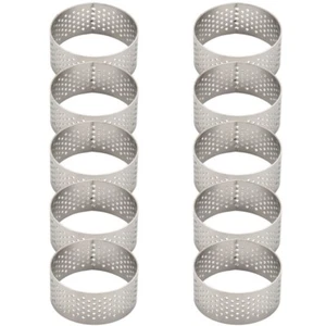 10Pcs 4.5Cm Anello per Torta Rotondo Antiruggine Traforato Senza Cuciture Quiche Tor4187 - Foto 1 di 8