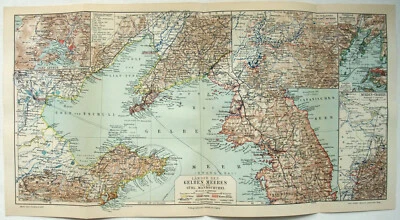 Lands Around the Yellow Sea - Original 1909 Map by Meyers. Tsing-Tau. Antique.  - Image 1 of 4
