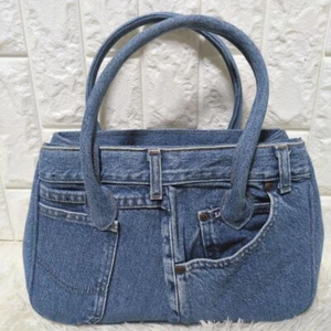 Seltene Lee Denim Handtasche große Kapazität 2 Fächer strukturierte Beuteltasche gebraucht JP - Bild 1 von 20