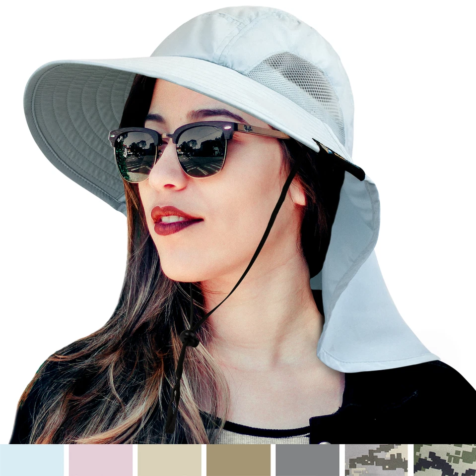 Sombreros para el sol de pesca para hombre con solapa para el cuello cubierta UV senderismo ala ancha verano adulto Foto 1 de 1