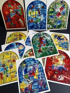 Marc Chagall 1962 Andre Sauret Stained Glass Windows Jerusalem Postcard Lot (12) - Picture 1 of 6