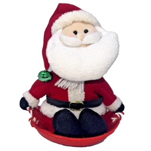 Peluche Babbo Natale a dondolo che canta vintage 12" su slitta - Foto 1 di 6
