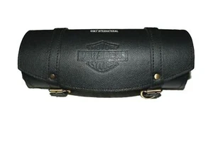 New Black Color Pure Leather Tool Roll Bag For Harley Davidson Motorcycle - Picture 1 of 6