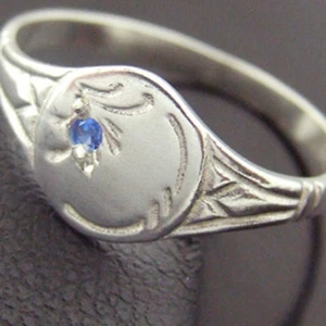 Ring Real Solid 925 Sterling Silver Sapphire Engraved Signet Design Size M / 6 - Picture 1 of 6