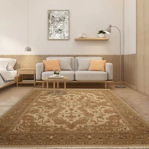 6' x 9' New Nourison Nourmak Hand knotted Wool Oriental Area Rug 6X9 Beige - Picture 1 of 11