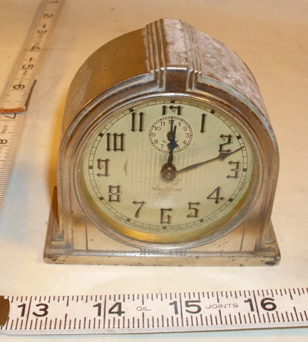 WESTCLOX ART DECO SILVER ALARM CLOCK 1930s Cover