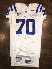 Game Worn Duke Blue Devils Football Jersey Used Nike #70 Size XL