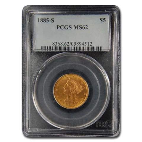 1885-S $5 Liberty Gold Half Eagle MS-62 PCGS - SKU#225463 Cover