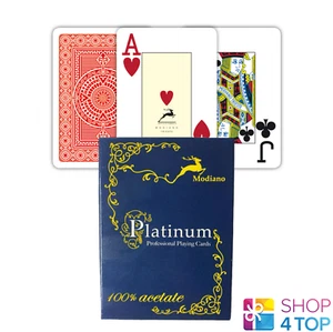 RAMINO ACETATO 2 JUMBO INDEX RED PLAYING CARDS DECK PLASTIC MODIANO ITALY NEW - Picture 1 of 3