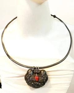 ANTIKES CHINESISCHES SILBER HALSBAND COLLIER HALSKETTE - Bild 1 von 24