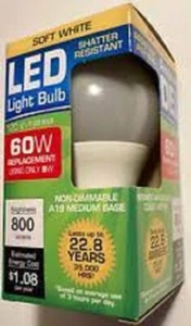 1 LED 60W Soft White 800 Lumen Light Bulb - Picture 1 of 1