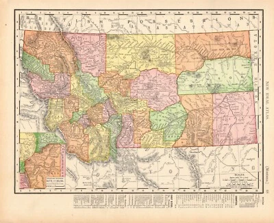 1908 Antique MONTANA MAP Vintage State Map of Montana Gallery Wall Art 9943 - Image 1 of 3