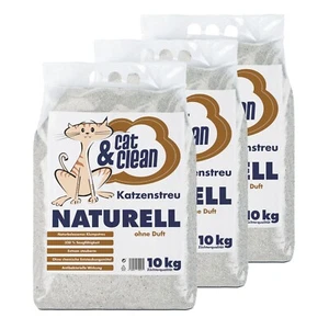 3x 10 kg Cat & Clean® Katzenstreu Naturell ohne Duft klumpendes Bentonitestreu - Bild 1 von 4