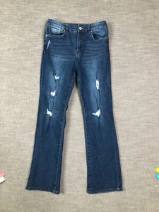 Hudson Jeans Girls 14 Blue High Rise Flare Distressed Stretch Denim Medium Wash - Picture 1 of 11